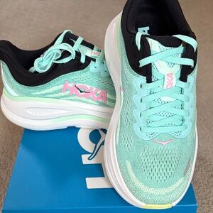 Hoka Women's Mint Aqua Athletic Running Shoes with Pink Logo